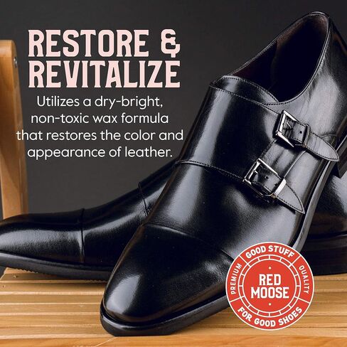 Red Moose Liquid Shoe Polish - 4 oz Sponge Top for Leather, Boots, Dress Shoes in Kuwait
