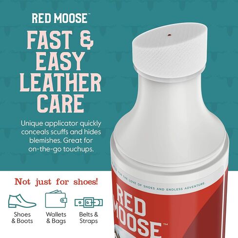 Red Moose Liquid Shoe Polish - 4 oz Sponge Top for Leather, Boots, Dress Shoes in Kuwait