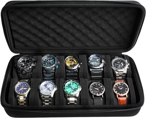 Watch storage case for 15 watches, men's hard watch box safe travel case with soft protective pillow,fit most watches up to 60mm face in Kuwait