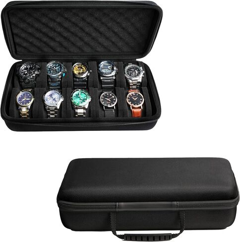 Watch storage case for 15 watches, men's hard watch box safe travel case with soft protective pillow,fit most watches up to 60mm face in Kuwait