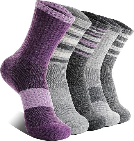 EBMORE 5 Pairs Womens Merino Wool Hiking Socks Thermal Warm Winter Boot Crew Cushion Work Gift Socks in Kuwait