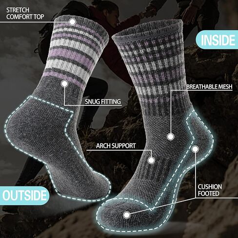EBMORE 5 Pairs Womens Merino Wool Hiking Socks Thermal Warm Winter Boot Crew Cushion Work Gift Socks in Kuwait