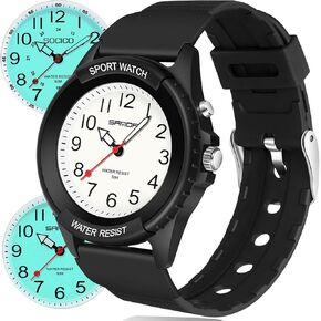 Waterproof Nurse Watch for Medical Professionals, Students, Women Men, Military Time Easy to Read Dial, 24 Hour with Second Hand, Night Light, Soft and Breathable Silicone Band