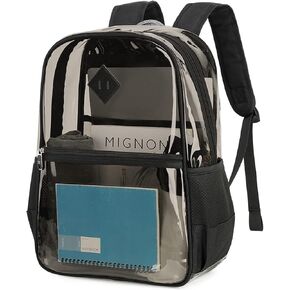 Clear Backpack, Heavy Duty See Through Book Bag for Work, Security, Concerts, College Transparent PVC bookback Stadium Approved,Black(Semi-transparent) in Saudi Arabia