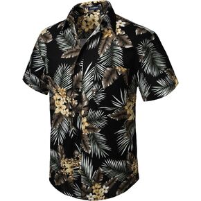 Men's Hawaiian Shirts Short Sleeve Aloha Shirt Men Casual Button Down Tropical Hawaii Floral Shirts Summer Beach Party