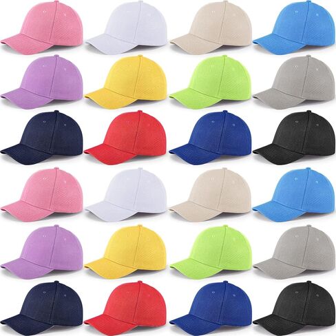 Xuhal 24 Pcs Summer Baseball Cap Plain Adjustable Kids Baseball Hat Blank Lightweight Boys' Running Headwear for Girls Unisex Hiking Outdoor Recreation in Kuwait