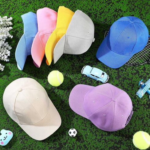 Xuhal 24 Pcs Summer Baseball Cap Plain Adjustable Kids Baseball Hat Blank Lightweight Boys' Running Headwear for Girls Unisex Hiking Outdoor Recreation in Kuwait