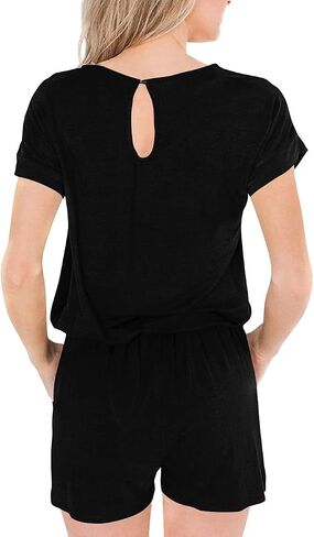 ANRABESS Women's Summer Crewneck Casual Loose Short Sleeve One Piece Jumpsuit Rompers Outfits with Pockets in Saudi Arabia