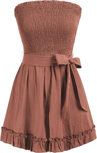 Zexxxy المرأة الصيف السروال القصير القطن الكتان Smocked قصيرة حللا قبالة الكتف كشكش عطلة الشاطئ وتتسابق S-XXL in Kuwait