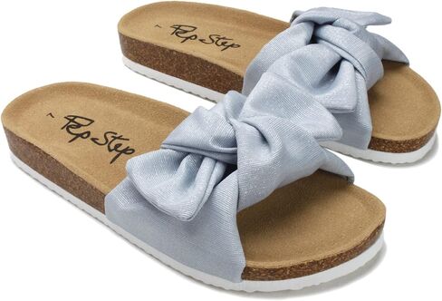 PepStep Slide Sandals for Women or Ladies Dressy Summer Casual, Cute Bow Tie Knot On Top Strap, Comfy Slip On Cork Foot Bed in Saudi Arabia