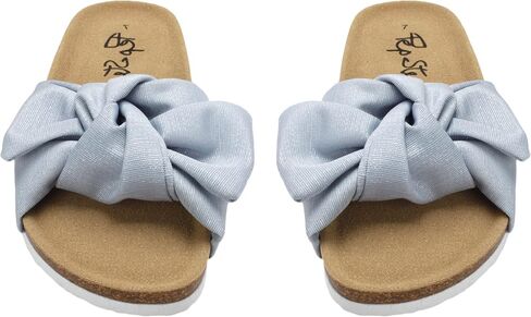 PepStep Slide Sandals for Women or Ladies Dressy Summer Casual, Cute Bow Tie Knot On Top Strap, Comfy Slip On Cork Foot Bed in Saudi Arabia