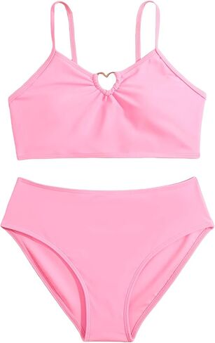 طقم بيكيني من قطعتين للفتيات من Milumia مزود بحلقة ربط وحزام سباغيتي لباس السباحة in Kuwait