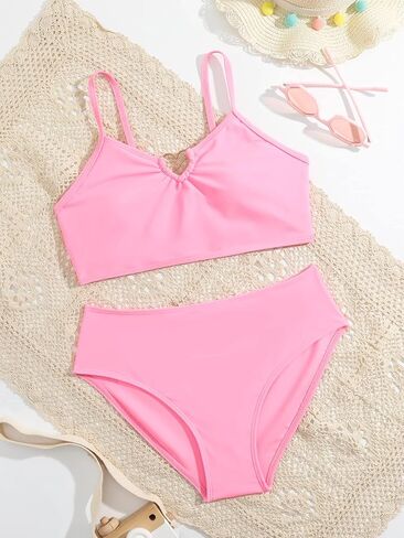 طقم بيكيني من قطعتين للفتيات من Milumia مزود بحلقة ربط وحزام سباغيتي لباس السباحة in Kuwait