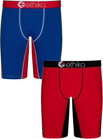موجز الملاكم الأساسي من Ethika Boys | 2-حزمة الأزرق والأحمر in Kuwait