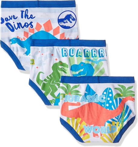 Jurassic World Boys' Toddler 100% Combed Cotton Briefs Multipack, Sizes 2/3t, 4t, 4, 6 and 8 in Saudi Arabia