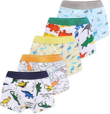 CHUNG Toddler Little Boys Underwear Soft Modal+ Cotton Boxer Briefs Pack of 4/5/10 Dinosaur 2-9Y in Kuwait