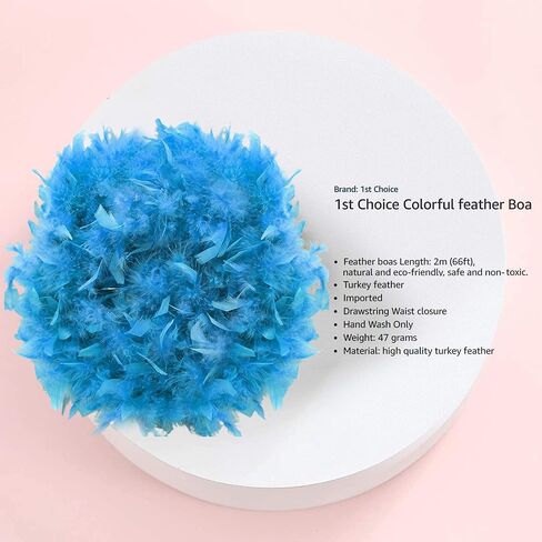 1st Choice feather Boa Colorful Chandelle Feather Boa 66ft Women Turkey Feather Boas for Party, Wedding Halloween Costume in Kuwait