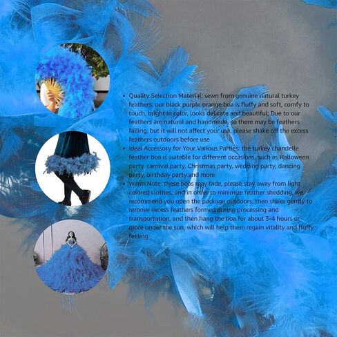 1st Choice feather Boa Colorful Chandelle Feather Boa 66ft Women Turkey Feather Boas for Party, Wedding Halloween Costume in Kuwait