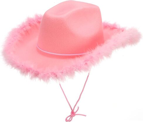 Pink Cowgirl Hat Feather Boa with Heart Glasses Bandana Women Teenager Western Cowboy Hats Bachelorette Costume Cosplay Country Last Rodeo Party Dress-Up in Kuwait