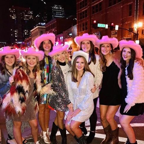 Pink Cowgirl Hat Feather Boa with Heart Glasses Bandana Women Teenager Western Cowboy Hats Bachelorette Costume Cosplay Country Last Rodeo Party Dress-Up in Kuwait