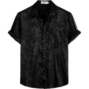 VATPAVE Mens Summer Jacquard Regular Fit Shirts Casual Button Down Short Sleeve Beach Tops with Pocket in Saudi Arabia