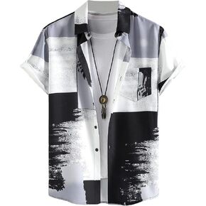 Floerns Men's Striped Shirts Casual Short Sleeve Button Down Shirts in Kuwait