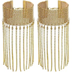 ELABEST Rhinestone Ankle Bracelets Crystal Tassel Anklet 2pcs Glitter Tennis Foot Chain Wedding Jewelry Accessories For Women and Girls in Kuwait