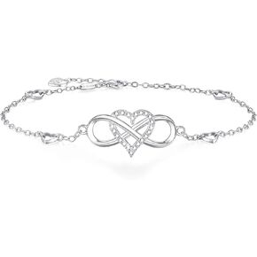 BlingGem Anklets for Women 925 Sterling Silver Infinity Hear Ankle Bracelet Cubic Zirconia Rose Gold Summer Beach Stylish Foot Chain Summer Vacation Jewelry Gift for Mom Women Girlfriend in Kuwait