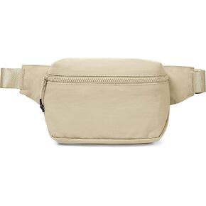 ODODOS 2L Belt Bag for Women Men, Crossbody Fanny Packs with Adjustable Strap Waist Pouch for Workout Hiking Running Travel, Beige