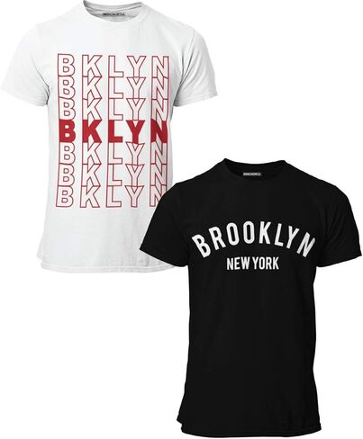 BROOKLYN VERTICAL 2-Pack Boys Short Sleeve Crew Neck T-Shirt with Chest Print | Soft Cotton Graphic Tees in Kuwait