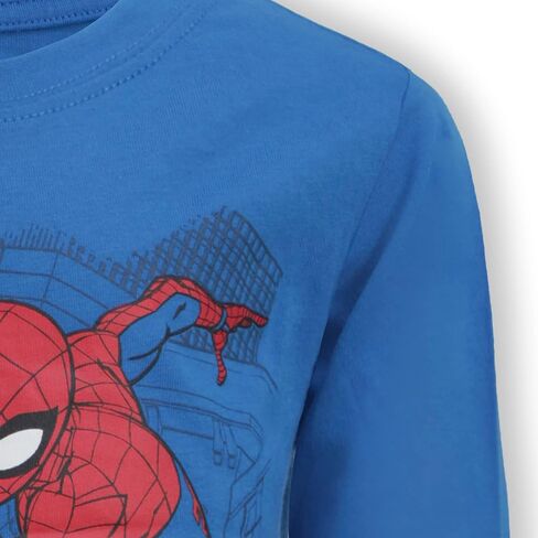 طقم سترة بغطاء للرأس للأولاد من Marvel Spiderman، تي شيرت طويل الأكمام وسروال الركض للأطفال الصغار والأطفال الصغار - أزرق/أحمر/كحلي in Saudi Arabia