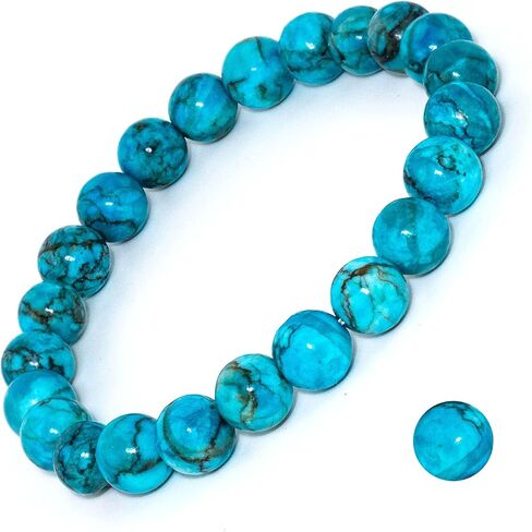 DAZCOLO Natural Gemstone Bracelet 7.5 In Stretch Gems Stones 8mm (0.31") Round | Beads Healing Crystals Quartz | Chakra Bracelet | Y2K | Bracelets for Women Men Girls Gifts (Unisex) in Saudi Arabia