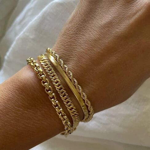 Tasiso أساور الذهب للنساء 14K الذهب والمجوهرات للنساء لطيف القلب مطرز أساور للنساء الشفاه الكوبي رابط سلسلة مشبك ورق خلخال سوار لذيذ حزمة الهدايا للنساء الفتيات in Kuwait
