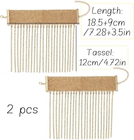 ELABEST Rhinestone Ankle Bracelets Crystal Tassel Anklet 2pcs Glitter Tennis Foot Chain Wedding Jewelry Accessories For Women and Girls in Kuwait