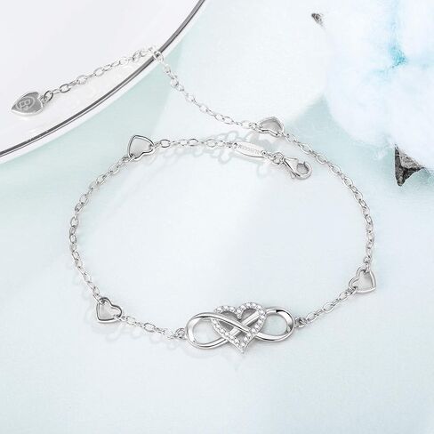 خلخال BlingGem للنساء 925 من الفضة الاسترليني إنفينيتي هير سوار الكاحل مكعب زركونيا ذهبي وردي للشاطئ الصيفي سلسلة القدم الأنيقة مجوهرات العطلة الصيفية هدية للأم والنساء والصديقات in Kuwait