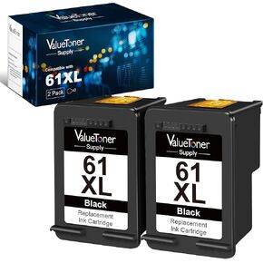 ValuetonerSupply استبدال خرطوشة حبر سوداء 61 المعاد تصنيعها ل HP 61XL 61 XL ل HP Envy 4500 5530 5534 5535 Deskjet 1000 1056 1010 1512 2540 3050A Officejet 620 طابعة (2 أسود) in Kuwait