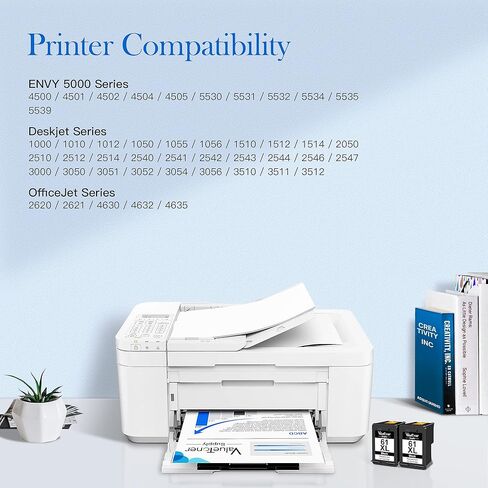 ValuetonerSupply استبدال خرطوشة حبر سوداء 61 المعاد تصنيعها ل HP 61XL 61 XL ل HP Envy 4500 5530 5534 5535 Deskjet 1000 1056 1010 1512 2540 3050A Officejet 620 طابعة (2 أسود) in Kuwait