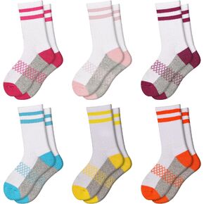 Comfoex Girls Crew Socks Athletic Half Cushioned Long Socks Cotton Calf Socks For Kids 6 Pairs in Kuwait