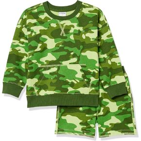 طقم قصير وقميص قصير الأكمام مريح من French Terry للأولاد والأطفال الصغار من Amazon Essentials (حمار وحشي مرقط سابقًا) in Kuwait