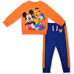Disney Mickey Mouse Boys’ Sweatshirt and Jogger Set for Toddler and Little Kids– Blue or Red/Black or Orange/Navy in Kuwait