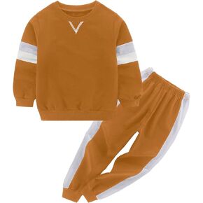 BOMDEALS Toddler Boys Clothes Colorblock Long Sleeve Casual Sweatshirt Contrast Sideseam Sweatpants Outfits 2Pcs Tracksuits