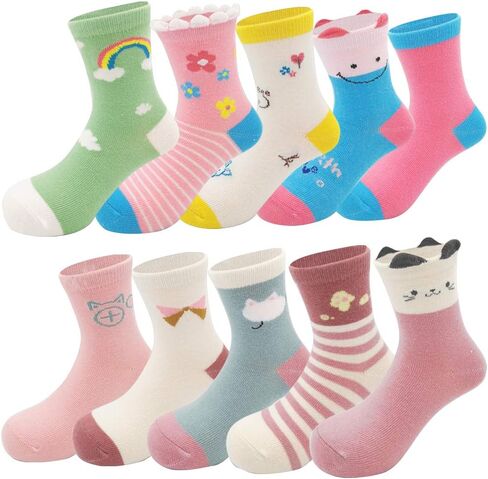 Zumou Toddler Kids Little Girls Cute Cotton Crew Socks 10 Pack in Saudi Arabia