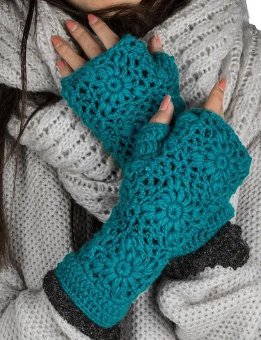 Arm Warmers Women, Warm Winter 100% Wool Hand Knit Crochet hand warmers gloves, wrist warmers women, Knit Fingerless gloves in Saudi Arabia