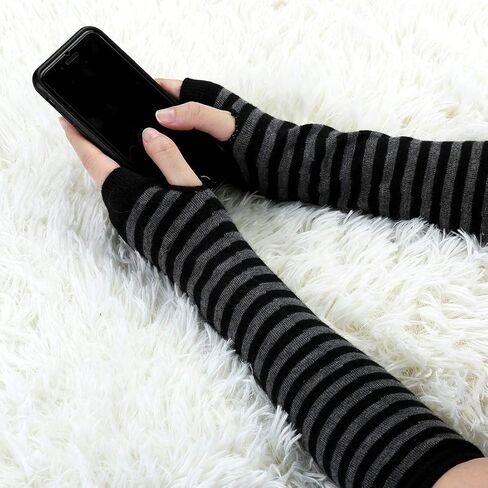 Allegra K Women's Arm Warmers Winter Knitted Elbow Long Cosplay Costume Fingerless Gloves in Kuwait