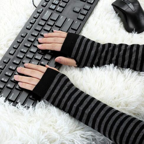 Allegra K Women's Arm Warmers Winter Knitted Elbow Long Cosplay Costume Fingerless Gloves in Kuwait