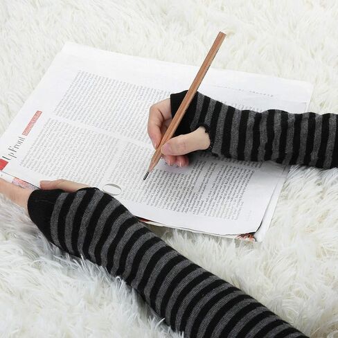 Allegra K Women's Arm Warmers Winter Knitted Elbow Long Cosplay Costume Fingerless Gloves in Kuwait