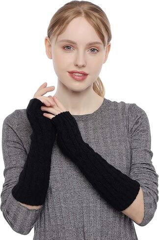 Flammi Women's Knit Arm Warmers Fingerless Gloves Thumb Hole Gloves Mittens for Typing Driving Cosplay in Kuwait