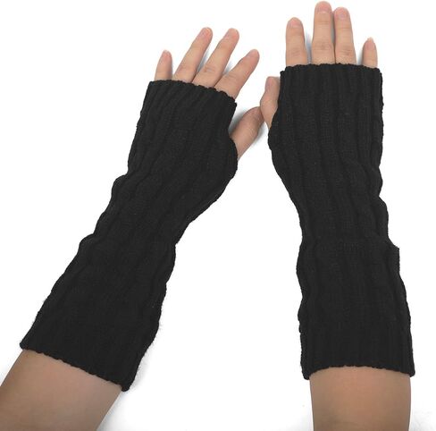 Flammi Women's Knit Arm Warmers Fingerless Gloves Thumb Hole Gloves Mittens for Typing Driving Cosplay in Kuwait