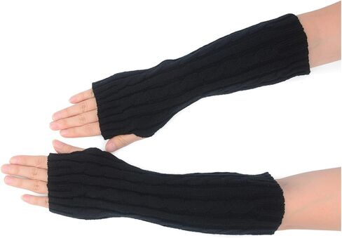 Flammi Women's Knit Arm Warmers Fingerless Gloves Thumb Hole Gloves Mittens for Typing Driving Cosplay in Kuwait