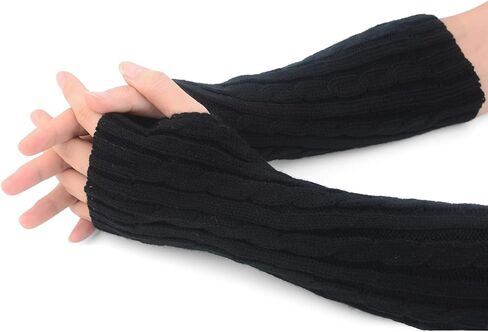 Flammi Women's Knit Arm Warmers Fingerless Gloves Thumb Hole Gloves Mittens for Typing Driving Cosplay in Kuwait